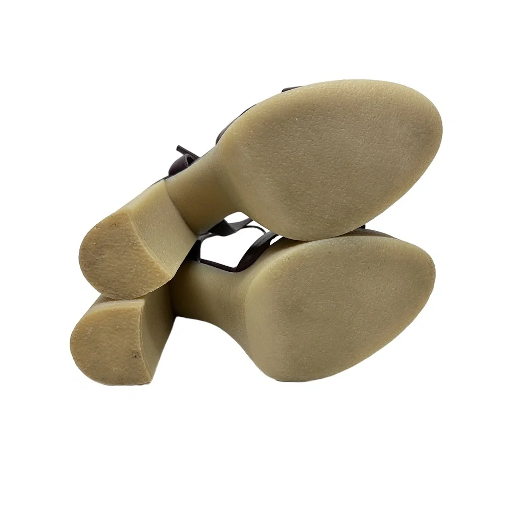 Saint Laurent Bianca Sandal Rubber Platform Knotted Leather Burgundy Wine Red 38 - Picture 9 of 12